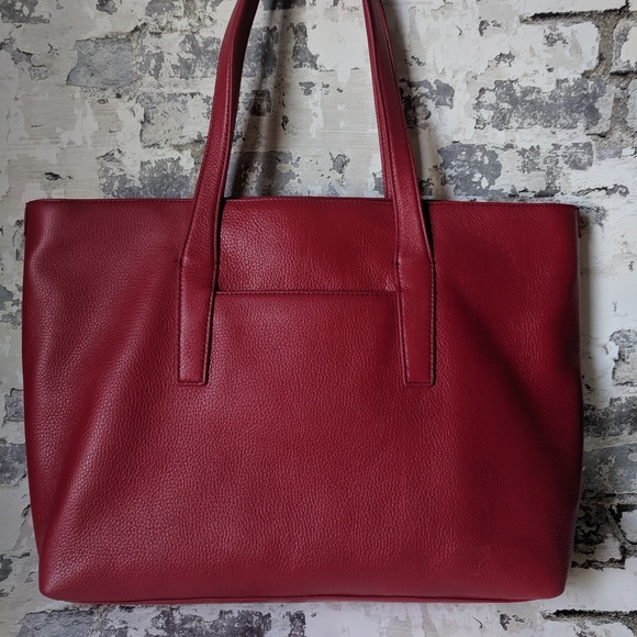 Tory Burch Plaque Red Leather Tote - Picture 3 of 6